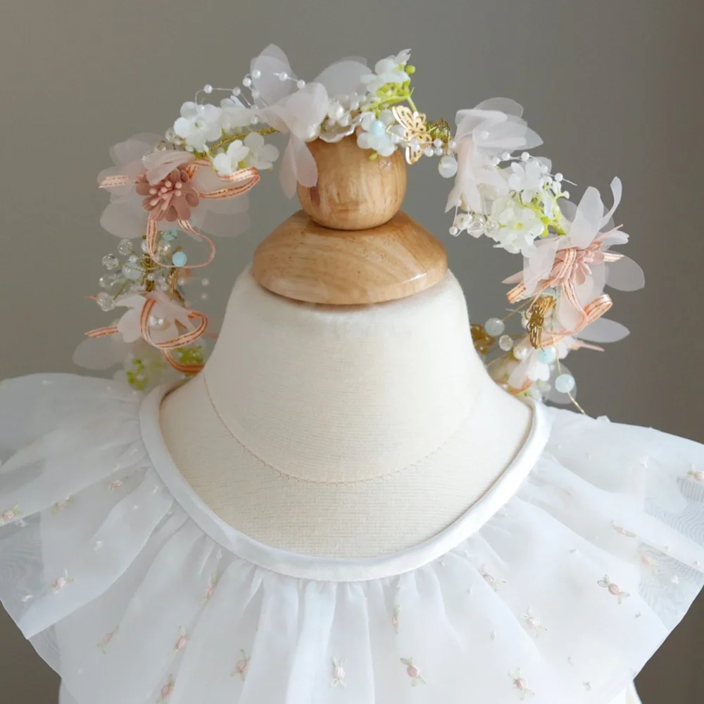 Floral Tiara Crown Head Wreath Flower Girl Special Occasion NWT